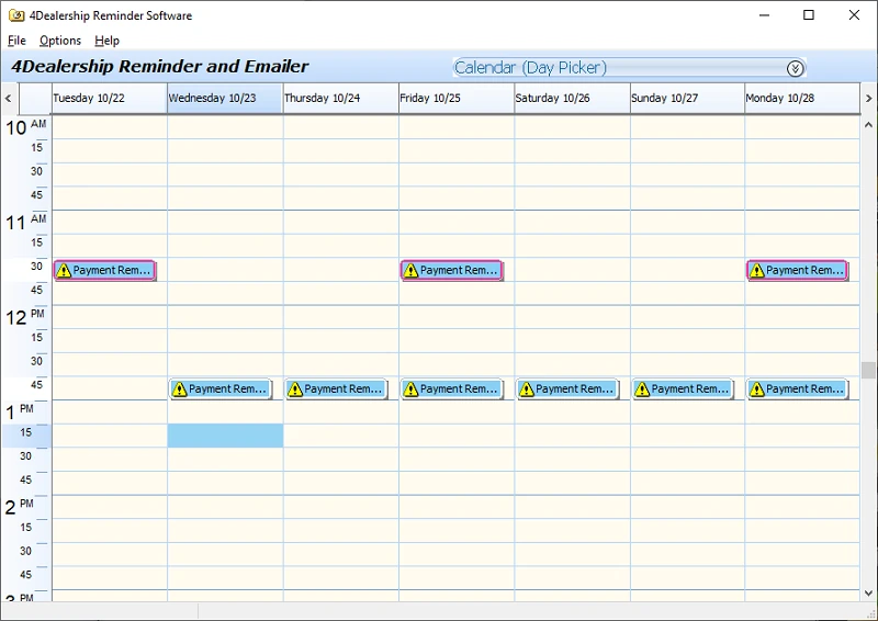 auto dealer inventory payments reminder application